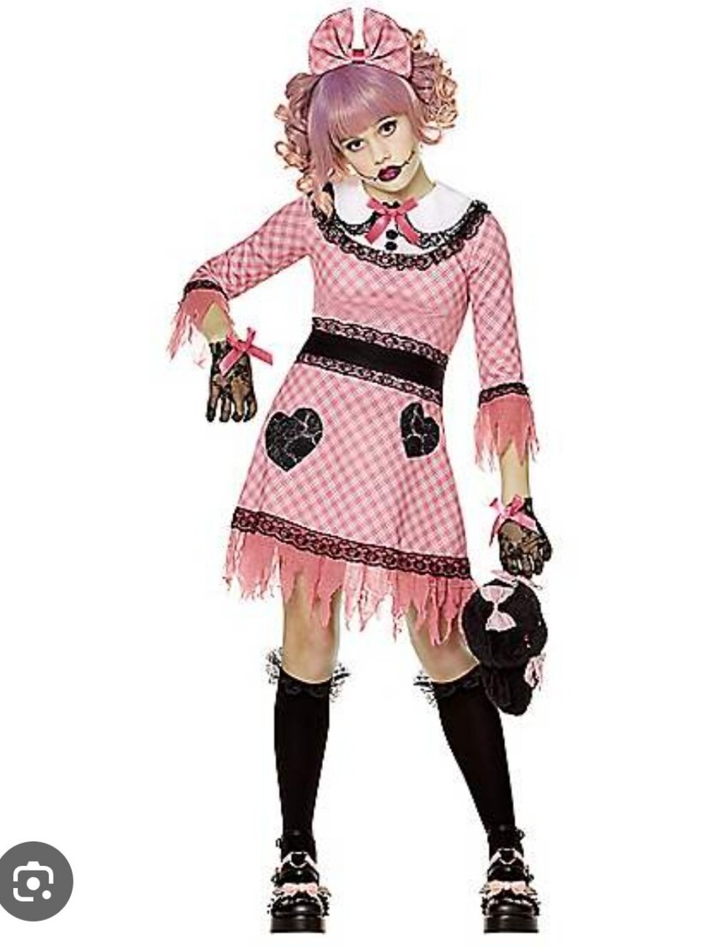 Spirit Halloween  Doll Pink Girls Costume Dress Up Cute Scary Girl Small